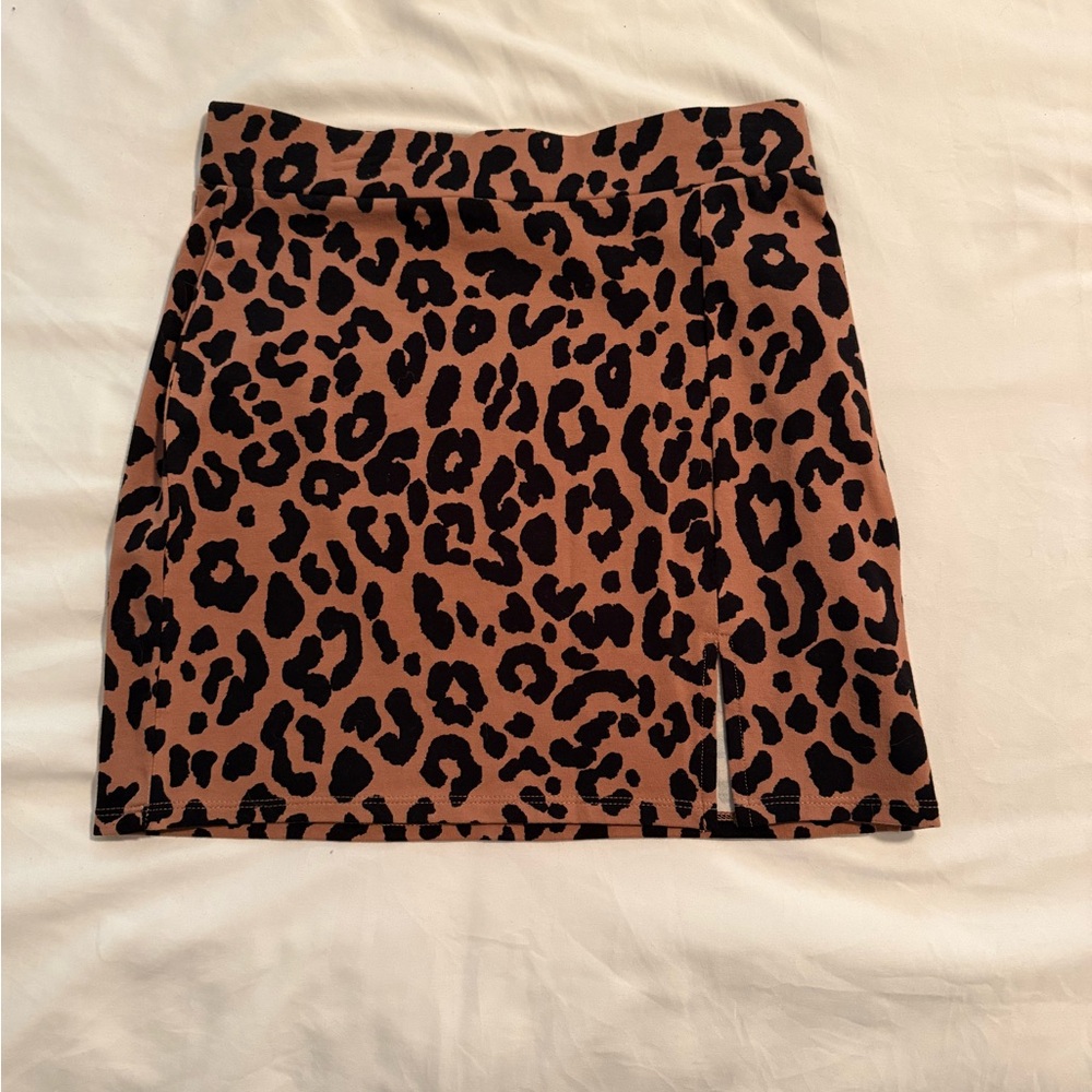 Leopard Print Brown Skirt